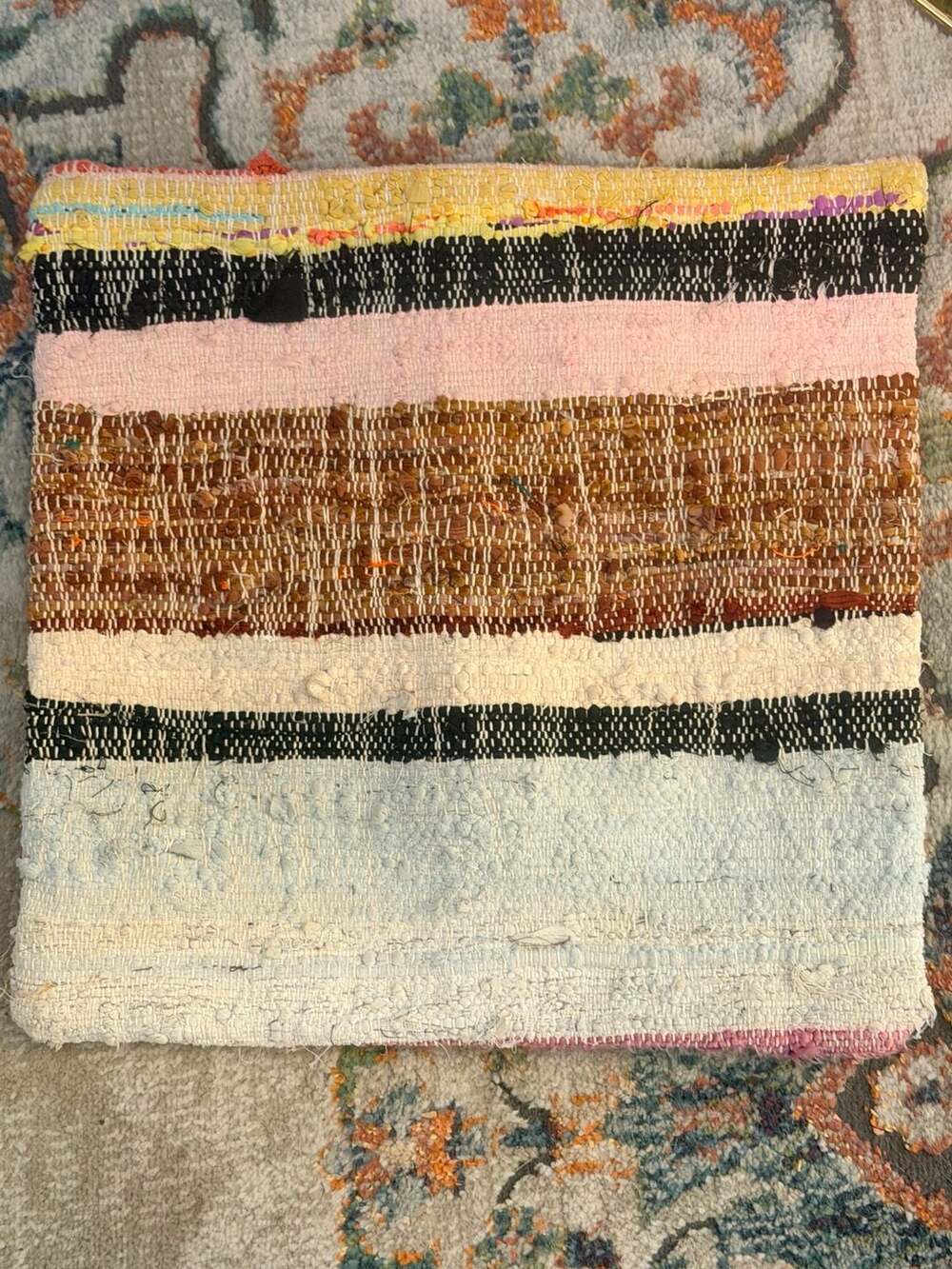 Bohemian Woven Striped Throw Pillow Cover Multicolor Cotton